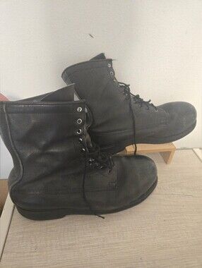 Vintage Addison Shoe Company Boots Mens 11.5 Black Leather Military 2000s